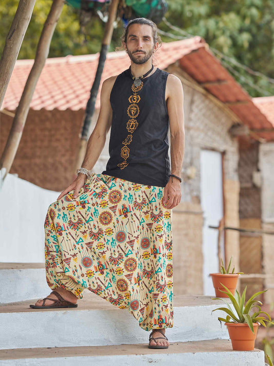 Buy Men's Tribal Genie Baggy Balloon Aladdin Hippy Harem Pants For Dance Yoga