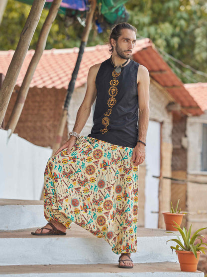 Buy Men's Tribal Genie Baggy Balloon Aladdin Hippy Harem Pants For Dance Yoga