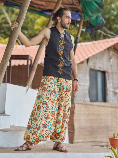 Buy Men's Tribal Genie Baggy Balloon Aladdin Hippy Harem Pants For Dance Yoga