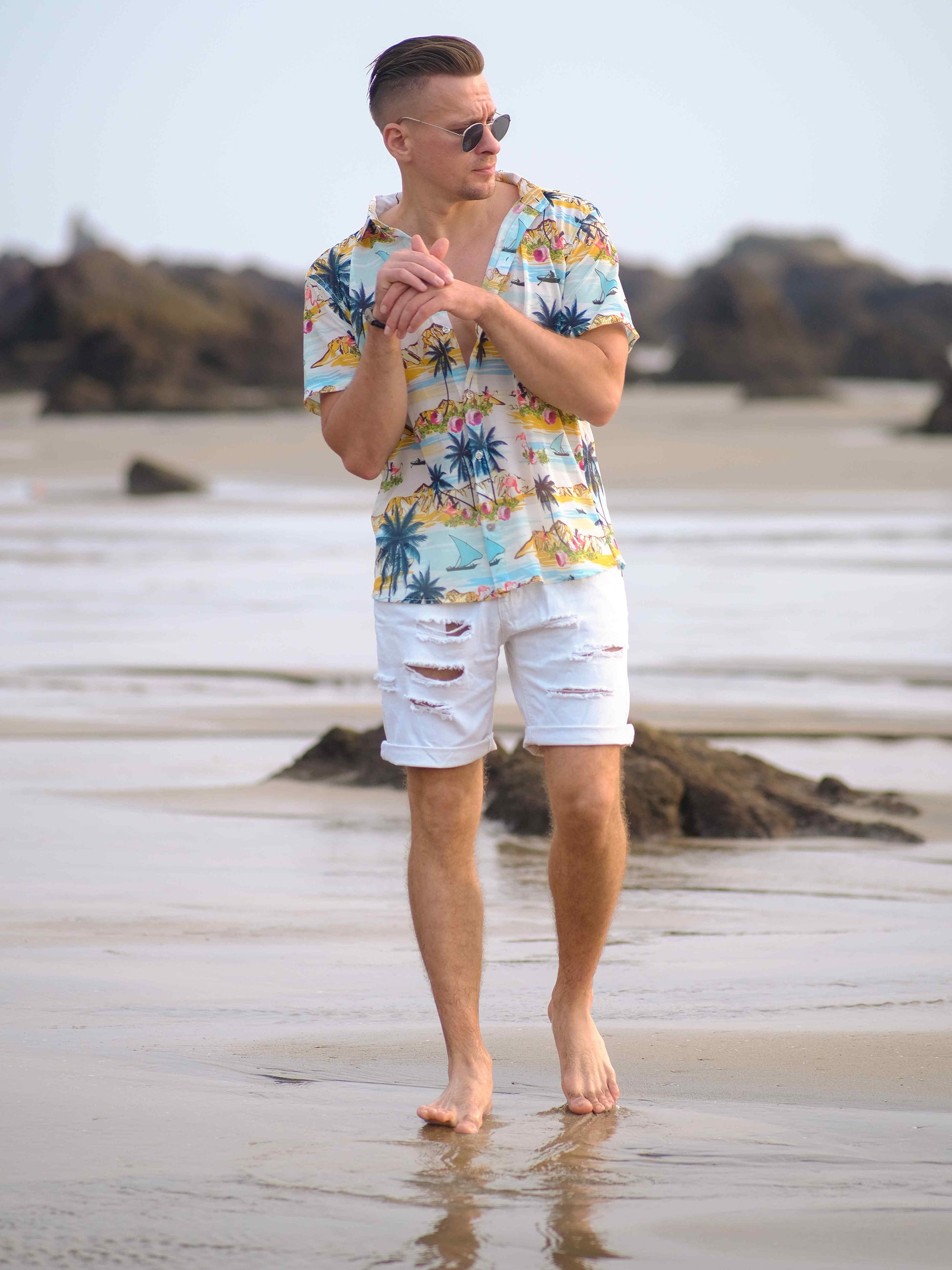 Men's Tropical Paradise Inspired Printed Goa Beach Shirt