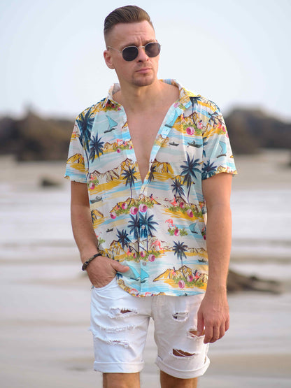 Men's Tropical Paradise Inspired Printed Goa Beach Shirt