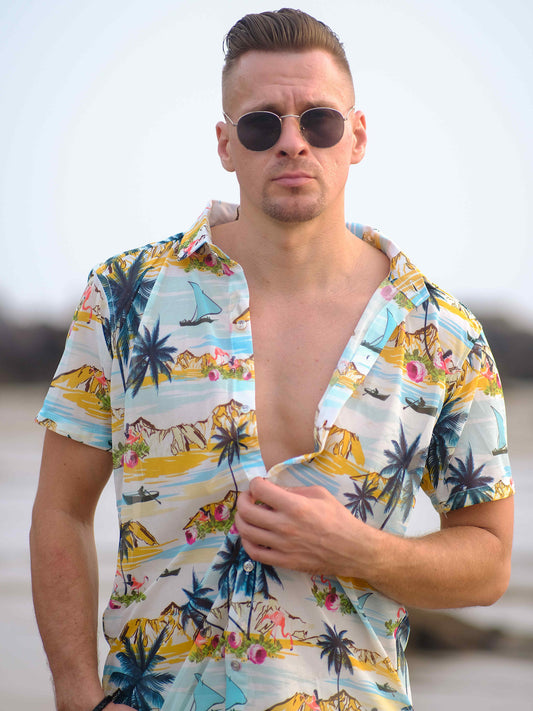 Men's Tropical Paradise Inspired Printed Goa Beach Shirt