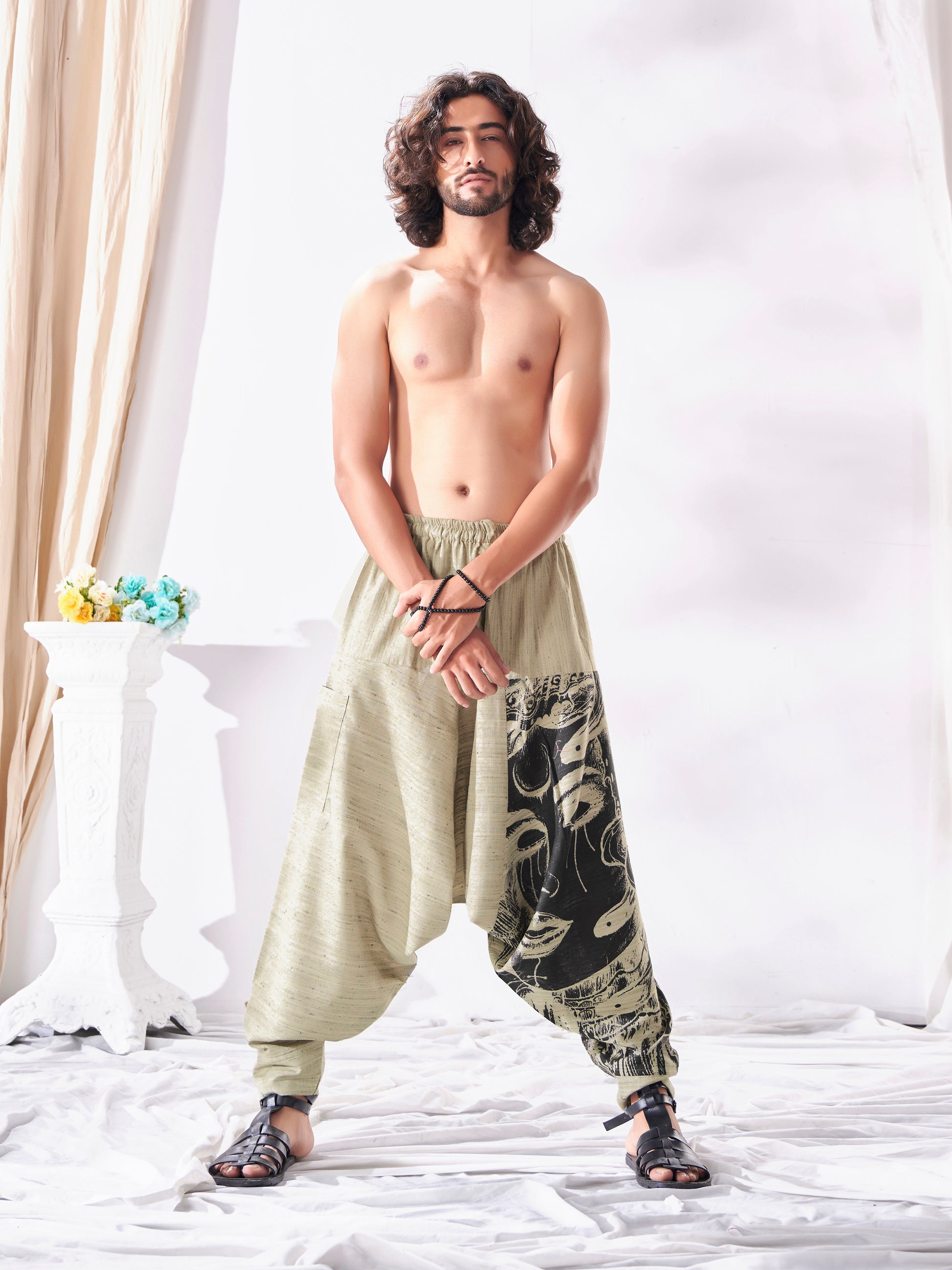 Buy Unisex Couple Tribal Genie Baggy Balloon Aladdin Hippy Harem Pants For Dance Yoga