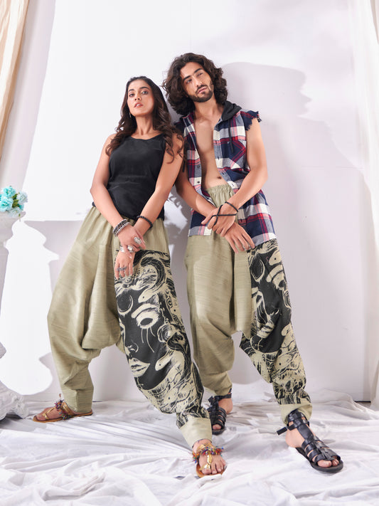 Buy Unisex Couple Tribal Genie Baggy Balloon Aladdin Hippy Harem Pants For Dance Yoga