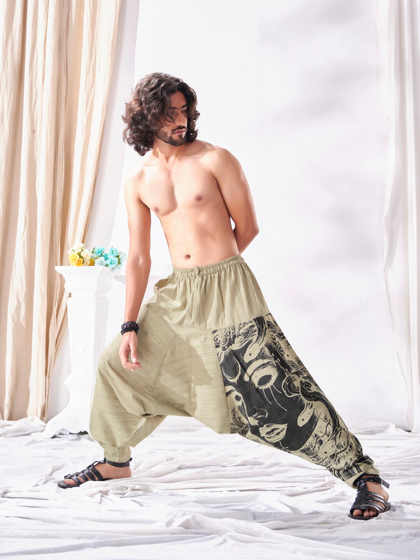 Buy Unisex Couple Tribal Genie Baggy Balloon Aladdin Hippy Harem Pants For Dance Yoga
