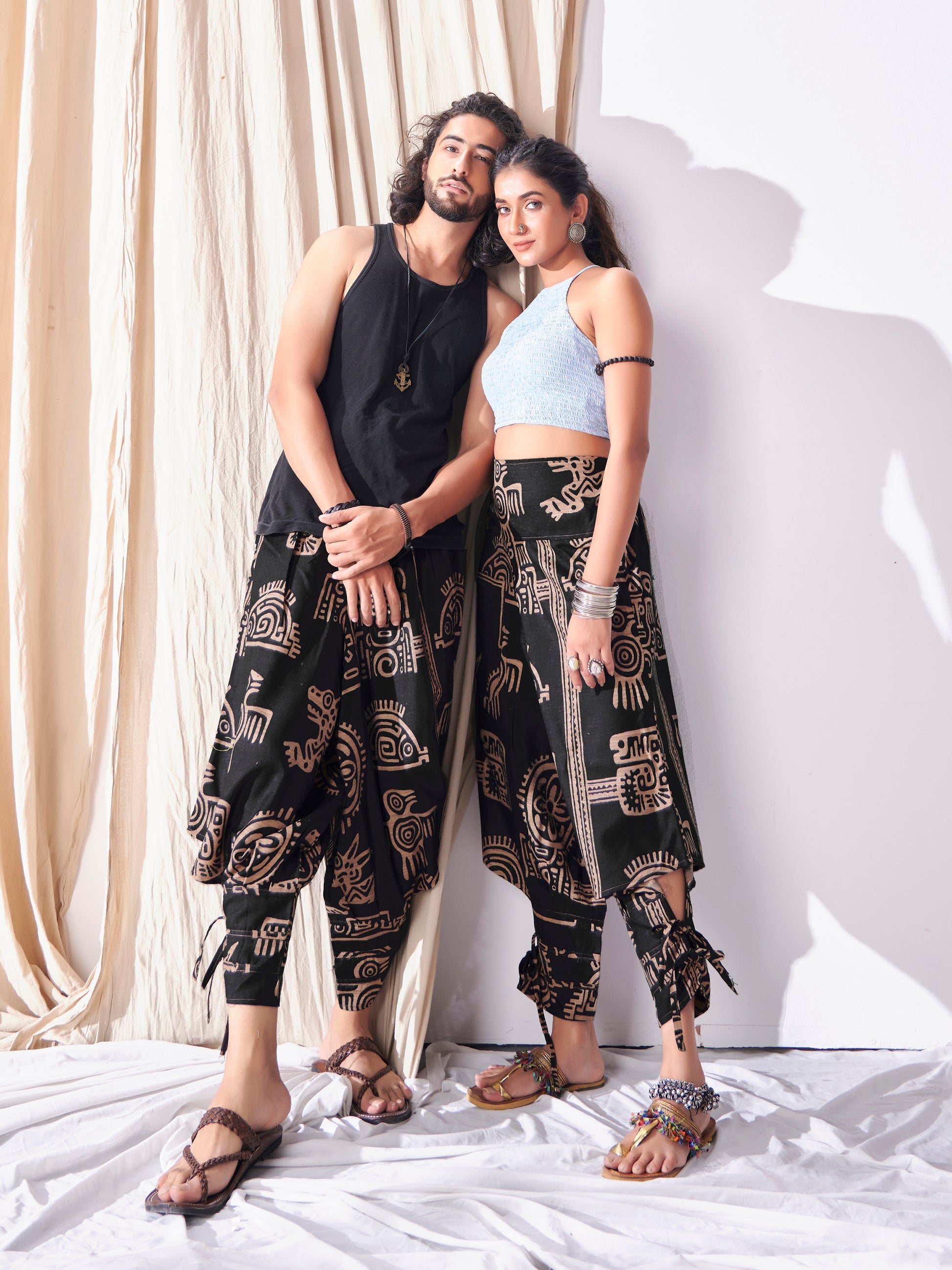 Buy Unisex Couple Baggy Gypsy Hippy Boho Harem Pants For Yoga Dance Travel