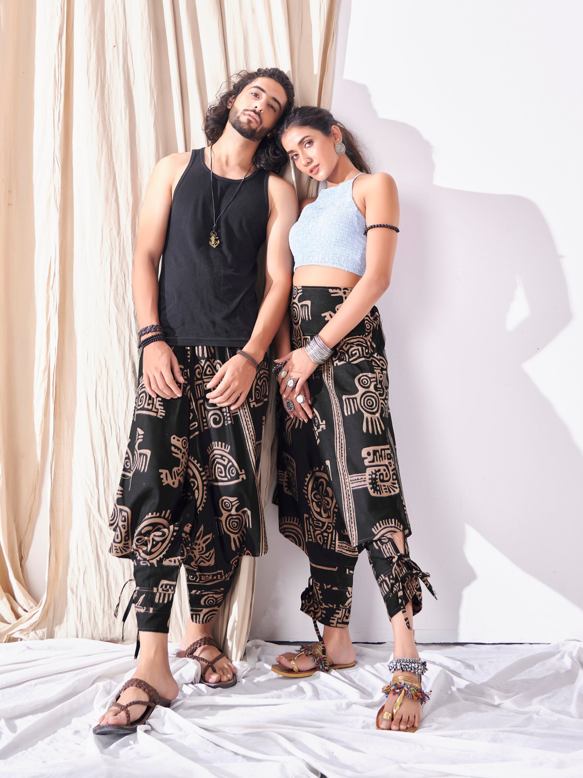 Buy Unisex Couple Baggy Gypsy Hippy Boho Harem Pants For Yoga Dance Travel