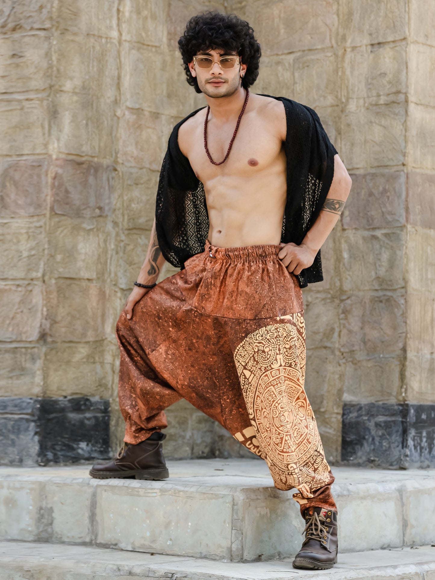 Men's Hippy Baggy Aladdin Dhoti Harem Pants For Travel Dance Yoga