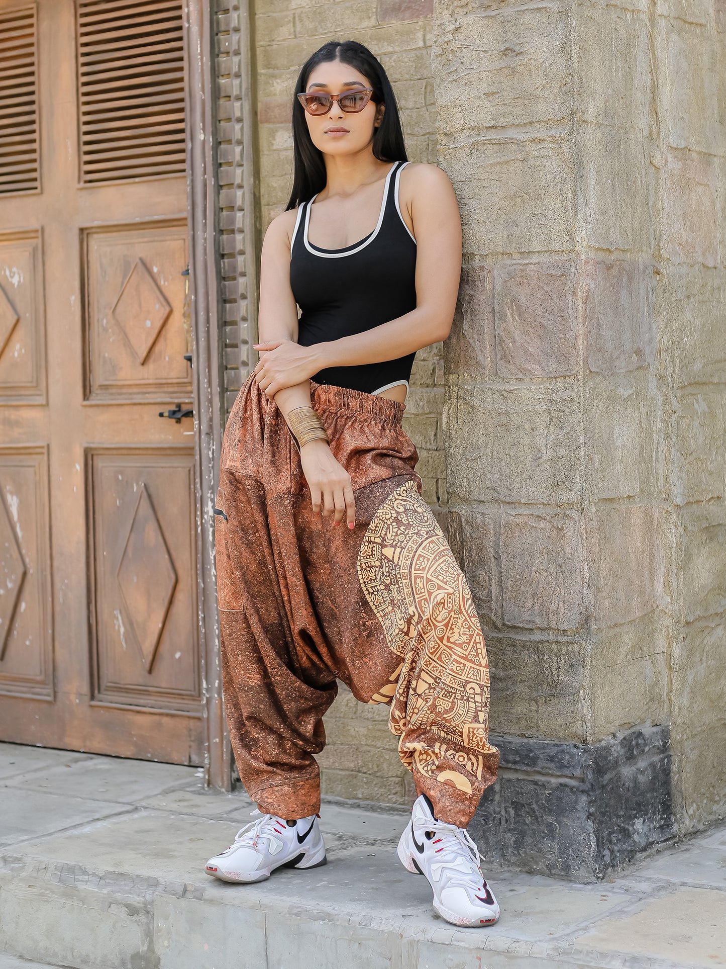 Women's Hippy Baggy Aladdin Dhoti Harem Pants For Travel Dance Yoga