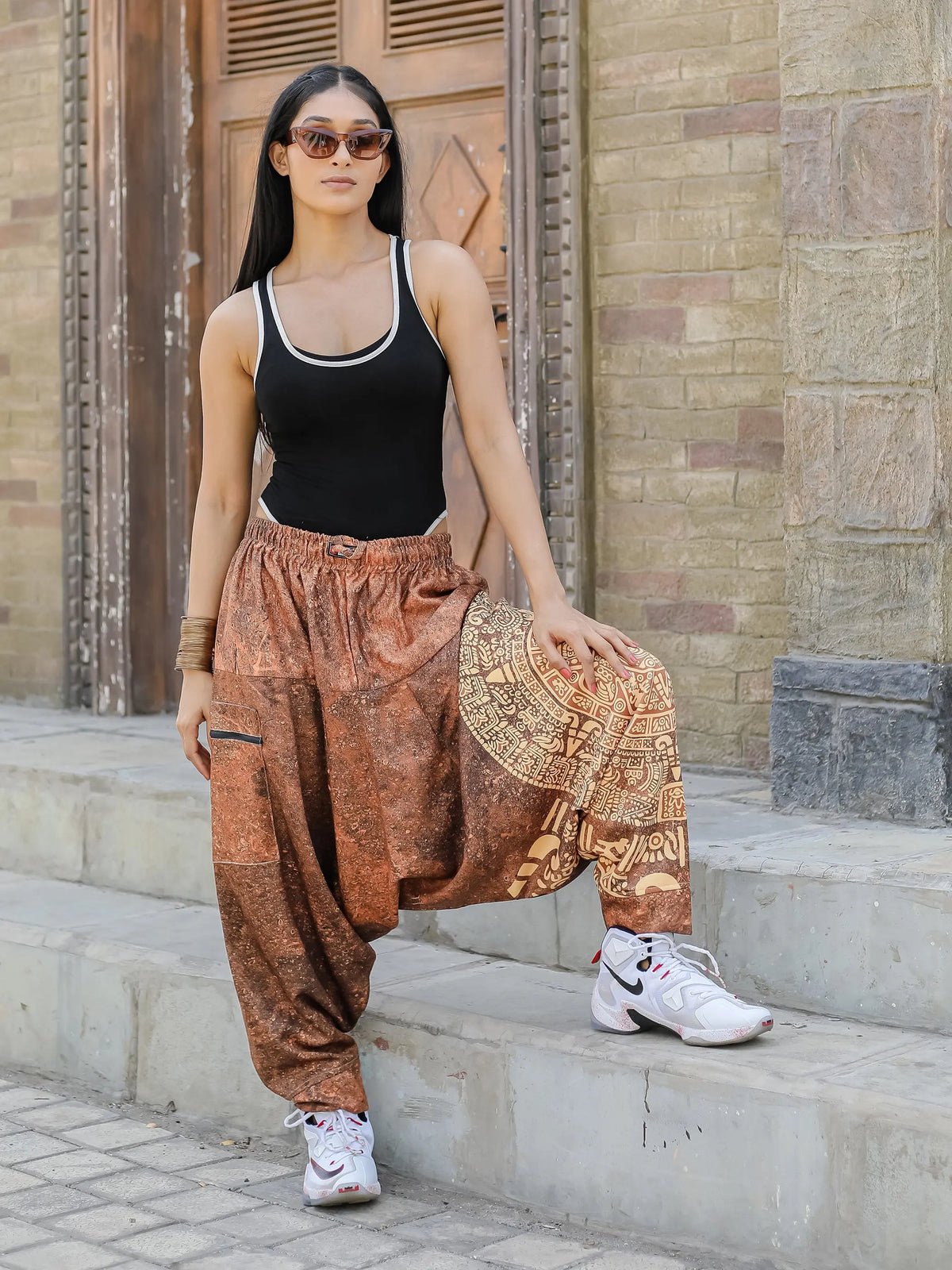 Women's Hippy Baggy Aladdin Dhoti Harem Pants For Travel Dance Yoga image 3