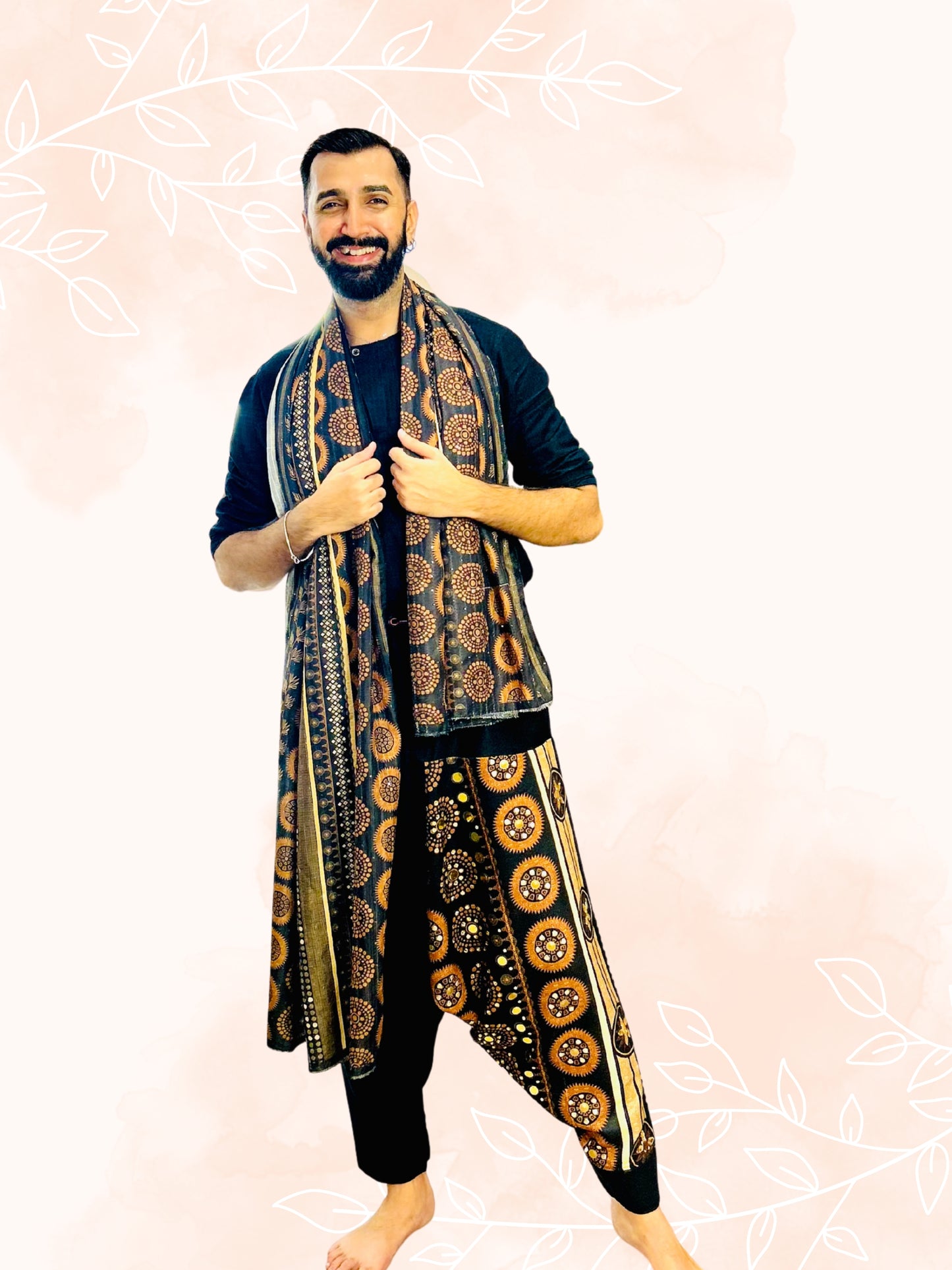 Men's Black Harem Pants For Garba |  Navaratri Festival Print With Hand Work