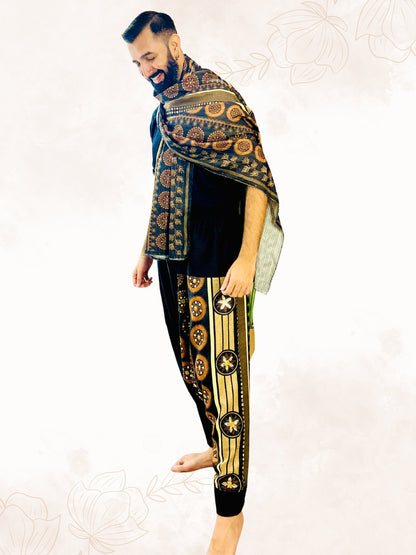Men's Black Harem Pants For Garba |  Navaratri Festival Print With Hand Work