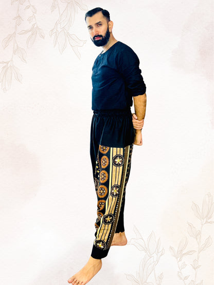 Men's Black Harem Pants For Garba |  Navaratri Festival Print With Hand Work