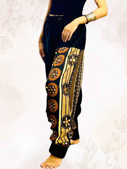 Women's Black Harem Pants For Garba |  Navaratri Festival Print With Hand Work