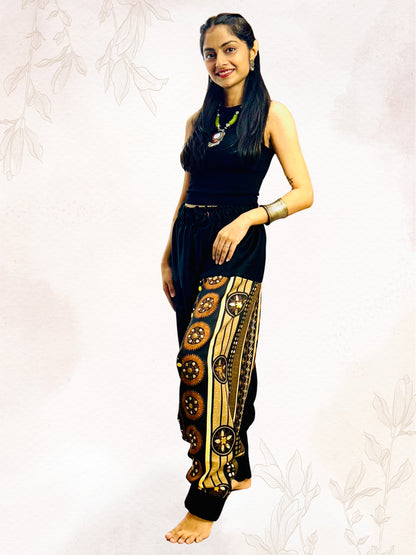 Women's Black Harem Pants For Garba |  Navaratri Festival Print With Hand Work