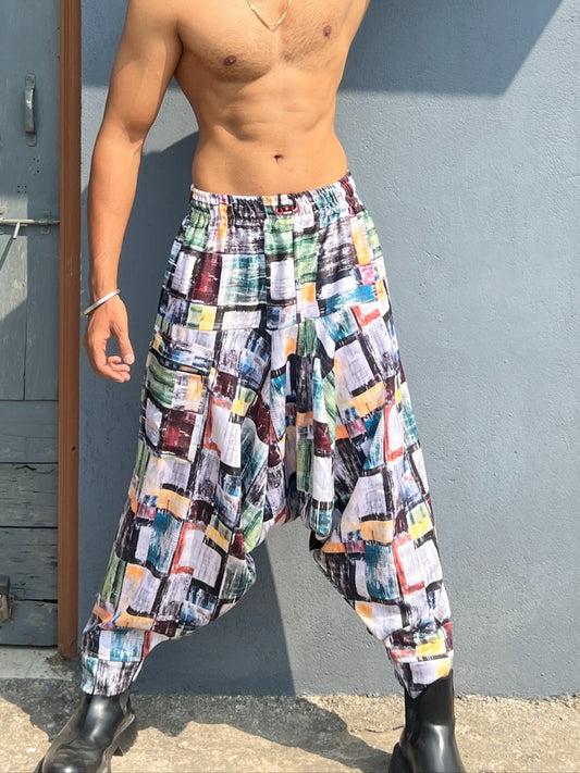 Men's Geometric print  Harem Pant For Yoga Dance Travel Track