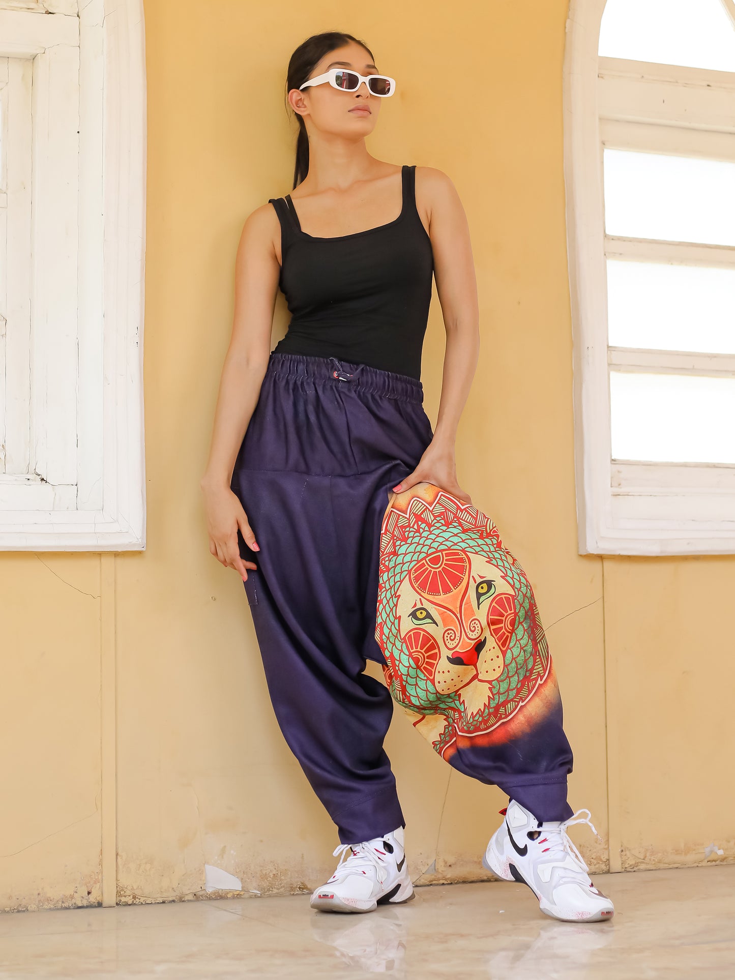 Women's Lion Print Baggy Aladdin Bohemian Harem Pants For Travel Dance Yoga