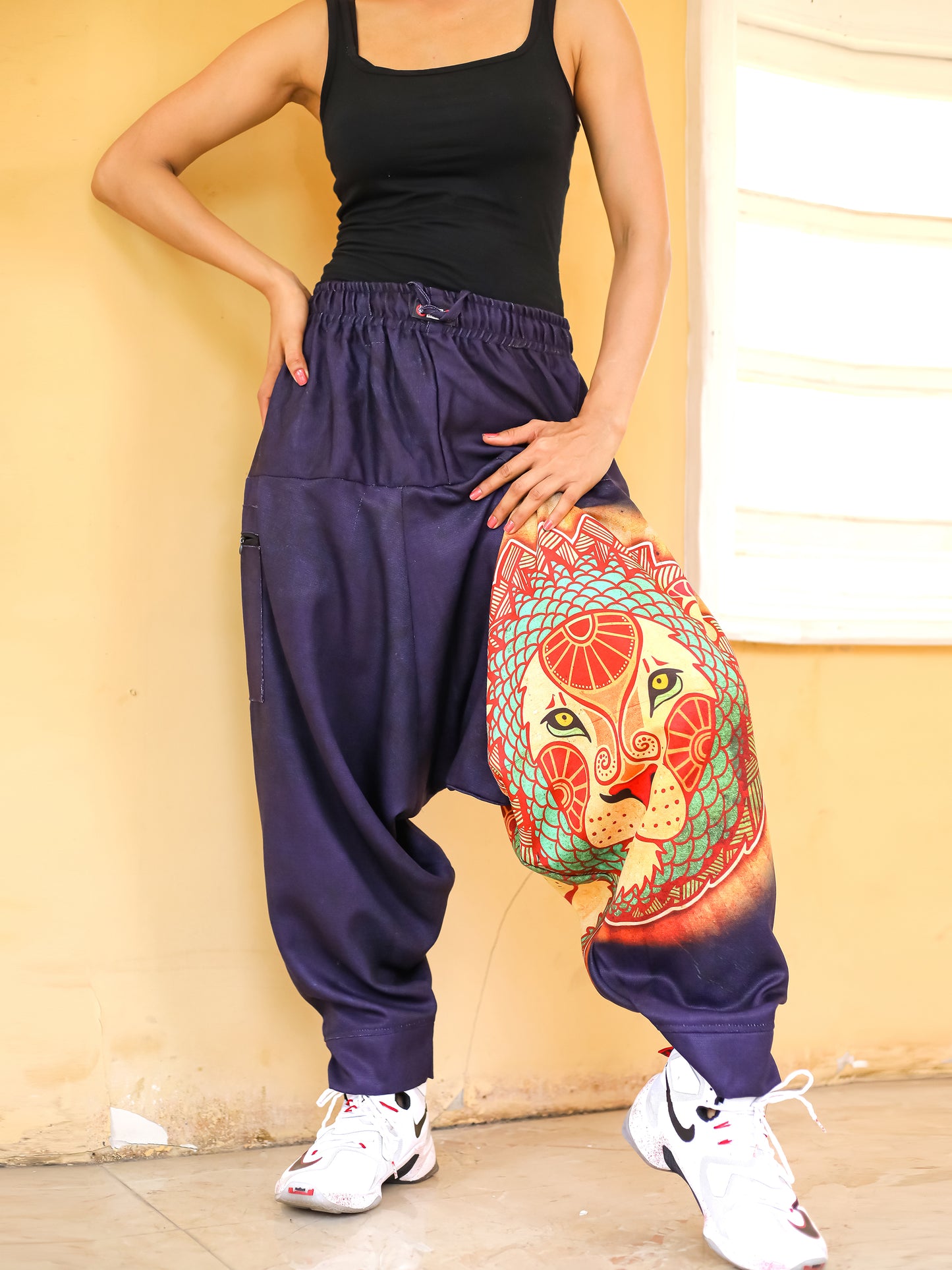 Women's Lion Print Baggy Aladdin Bohemian Harem Pants For Travel Dance Yoga