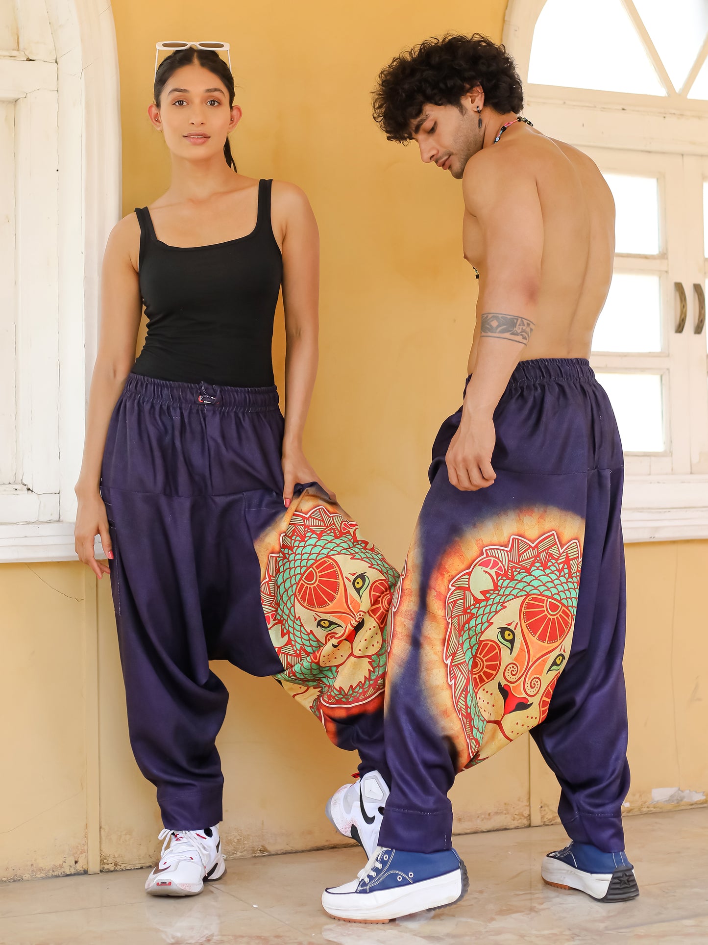 Women's Lion Print Baggy Aladdin Bohemian Harem Pants For Travel Dance Yoga