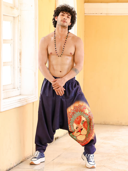 Men's Lion heart Hippy Baggy Aladdin Bohemian Harem Pants For Travel Dance Yoga