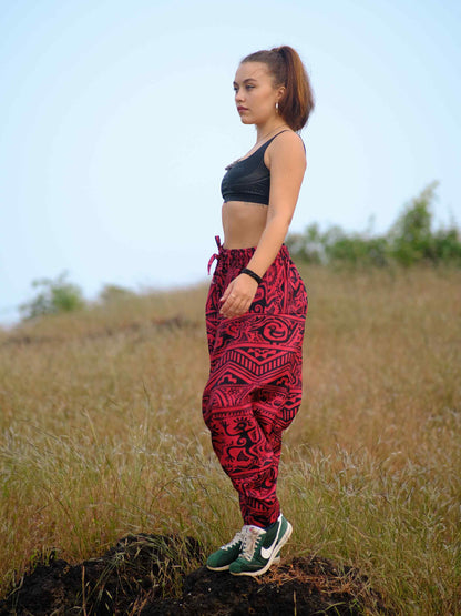 Shop Women's Arabic Vintage Boho Hippy Red Harem Pants Aladdin Balloon Pyjamas For Travel
