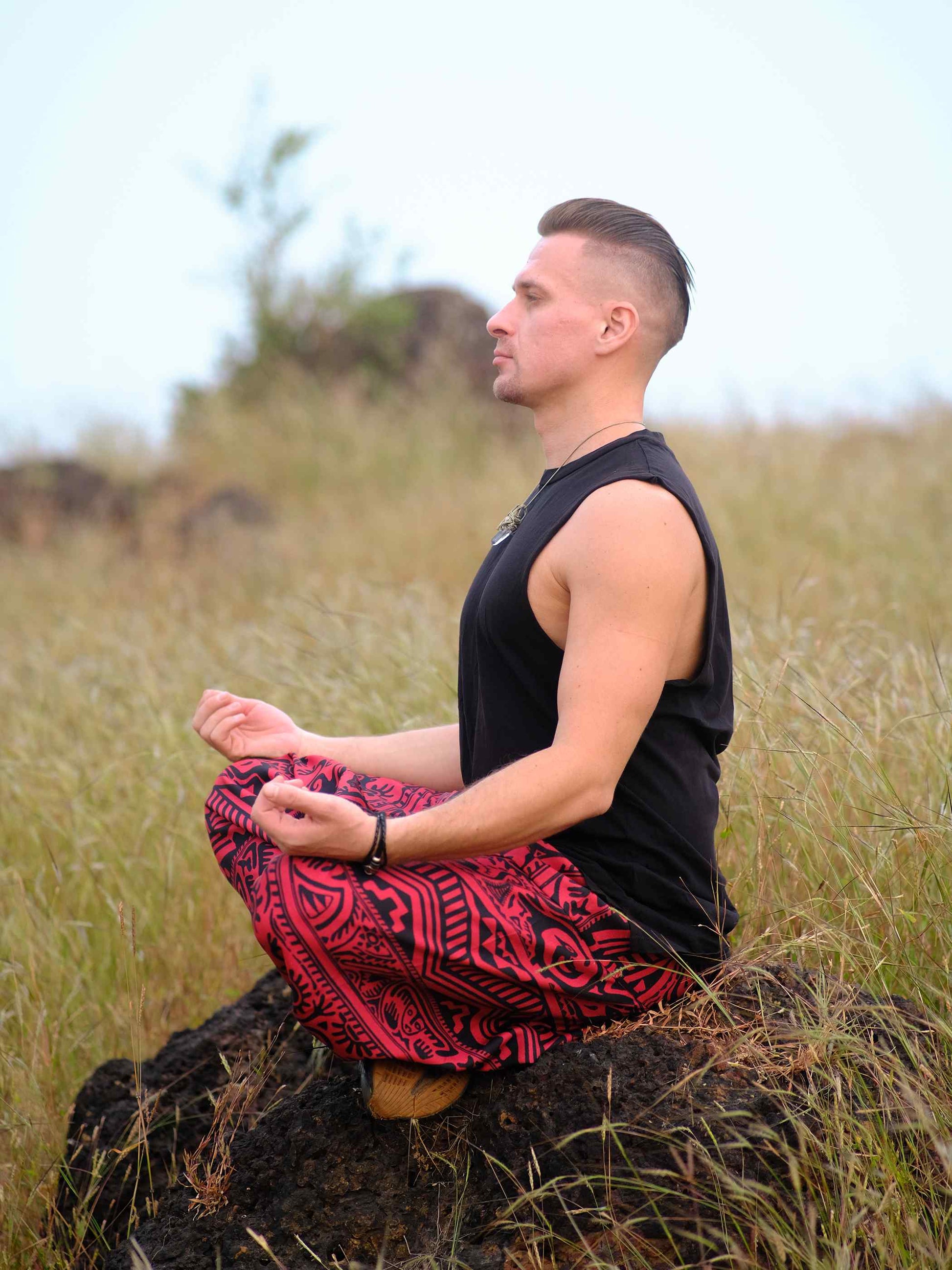 Shop Men's Arabic Vintage Boho Hippy Red Harem Pants Aladdin Balloon Pyjamas For Travel 