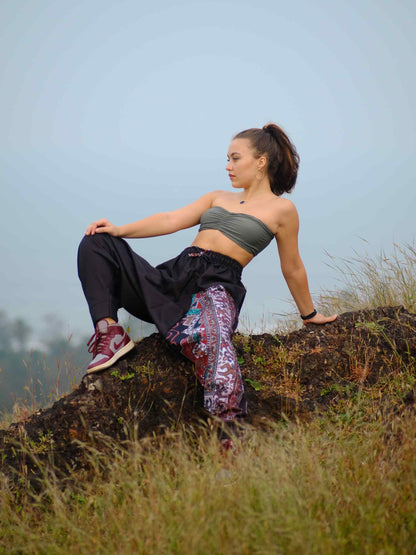 Buy Men's Red Owl Bohemian Hippy Balloon Harem Pants For Travel Dance Yoga 