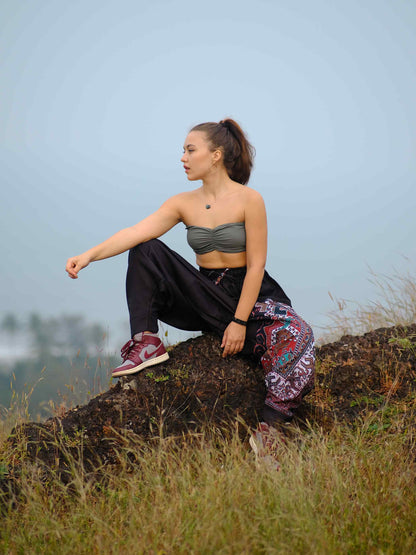 Buy Men's Red Owl Bohemian Hippy Balloon Harem Pants For Travel Dance Yoga 