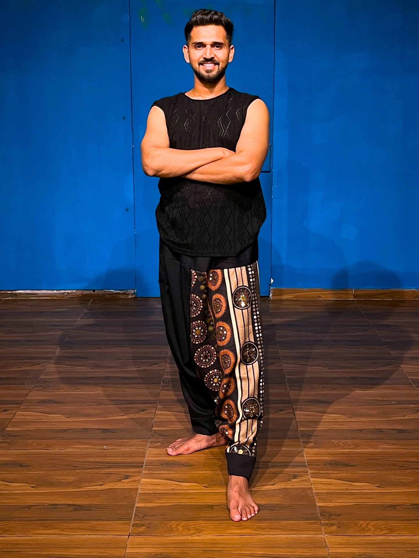 Men's Black Harem Pants For Garba |  Navaratri Festival Print With Hand Work