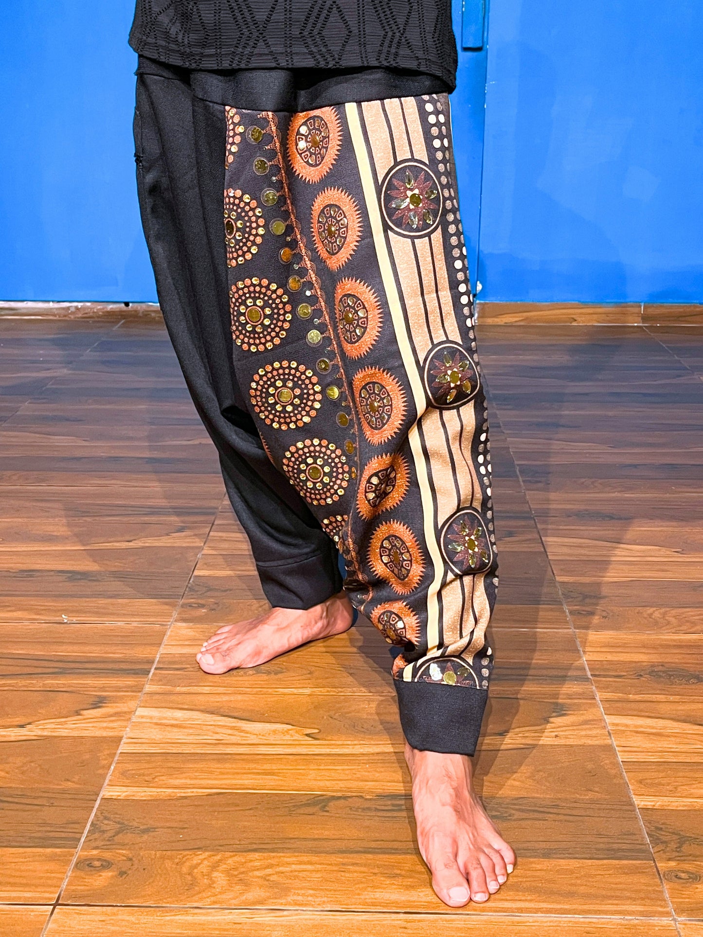 Men's Black Harem Pants For Garba |  Navaratri Festival Print With Hand Work