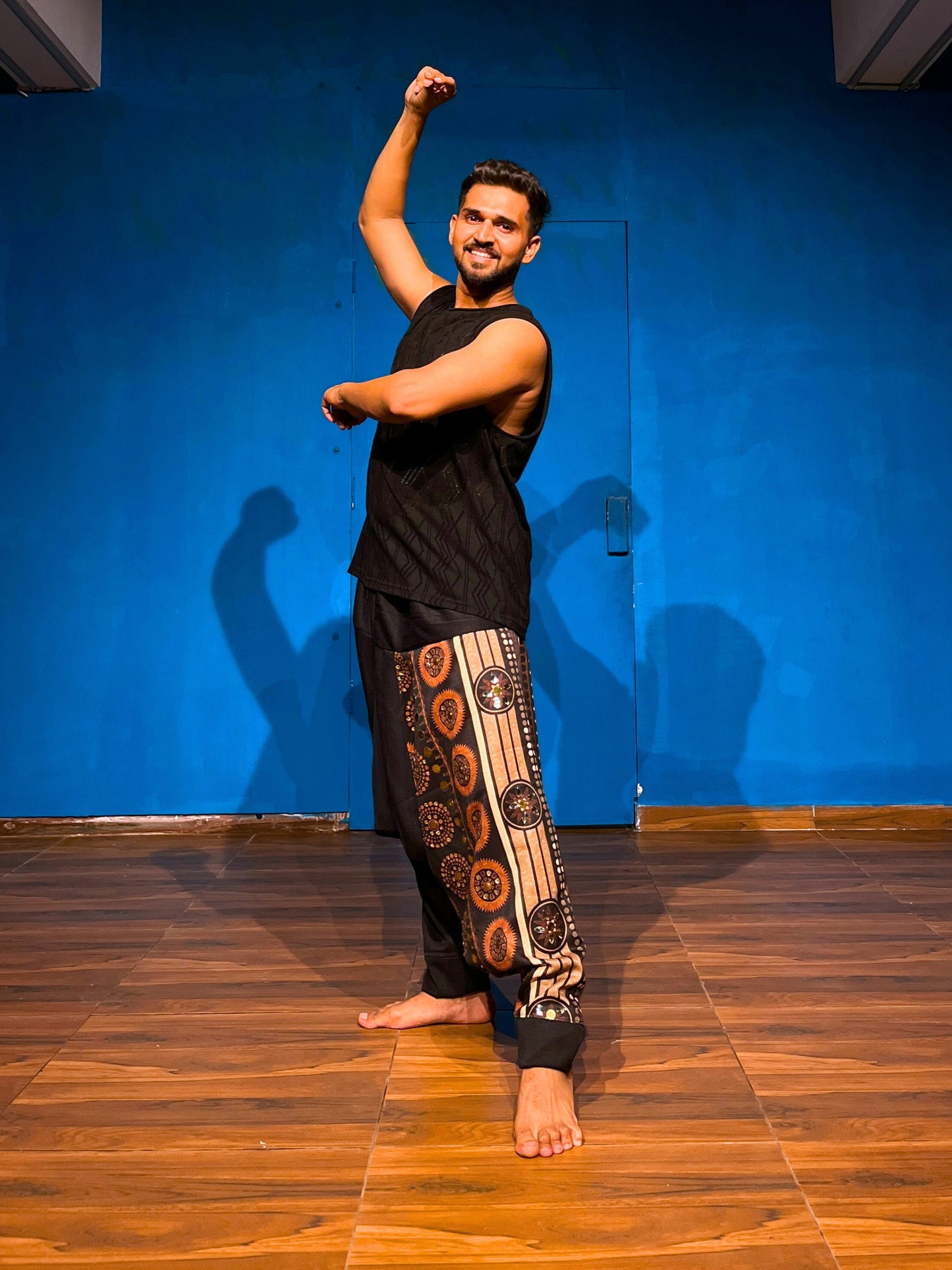 Men's Black Harem Pants For Garba |  Navaratri Festival Print With Hand Work