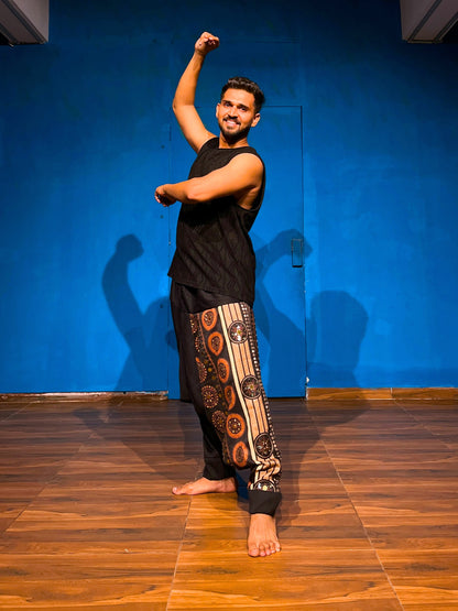 Men's Black Harem Pants For Garba |  Navaratri Festival Print With Hand Work