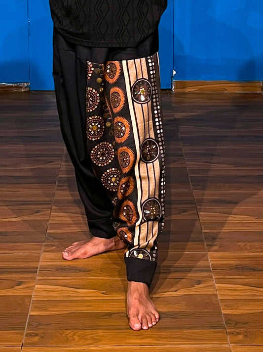 Men's Black Harem Pants For Garba |  Navaratri Festival Print With Hand Work