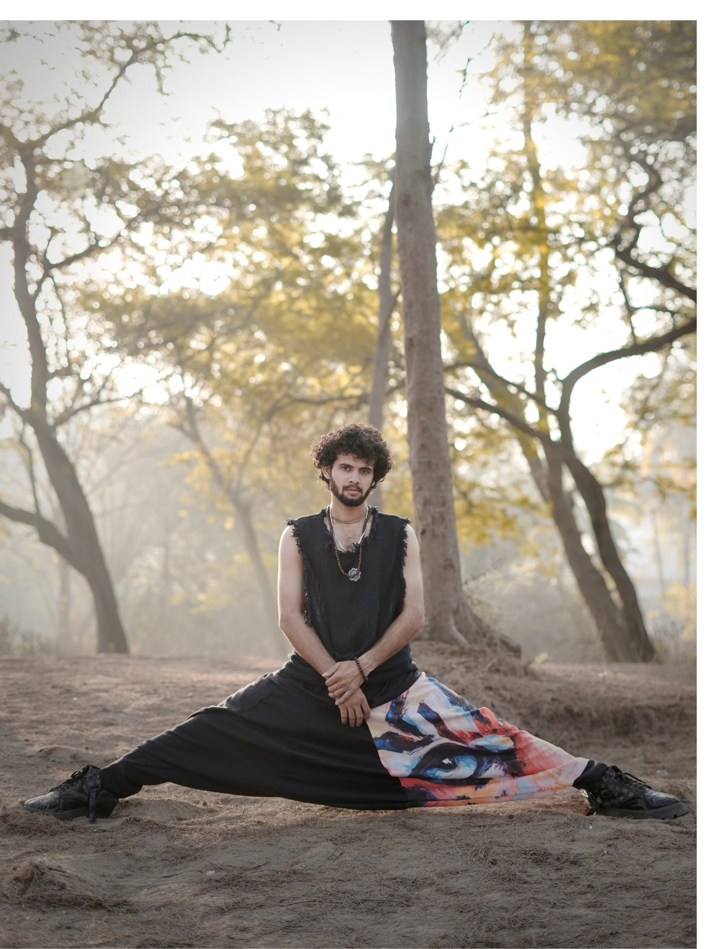 Men’s Harem Pants – Artistic Eye Print - Free Size Boho Streetwear for Dance, Travel & Yoga