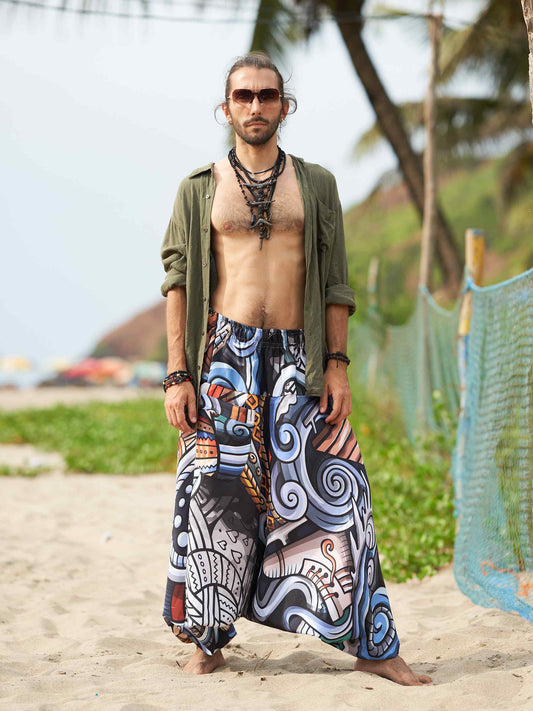 Buy Men's Music-themed Hippy Boho Harem Pants For Travel Yoga Dance