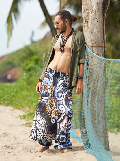 Buy Men's Music-themed Hippy Boho Harem Pants For Travel Yoga Dance