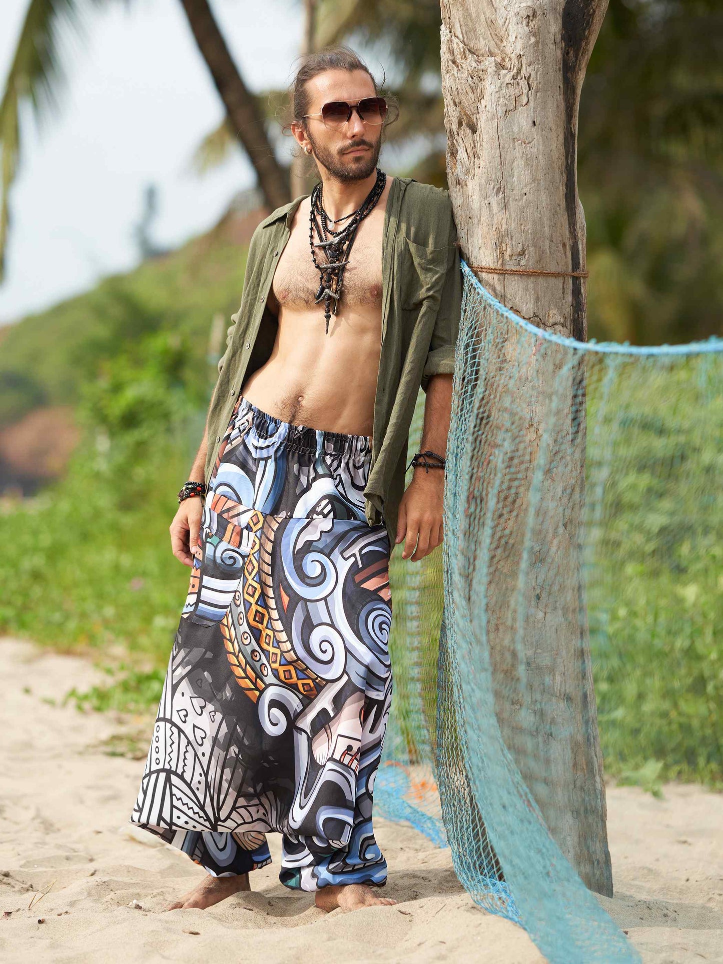 Buy Men's Music-themed Hippy Boho Harem Pants For Travel Yoga Dance