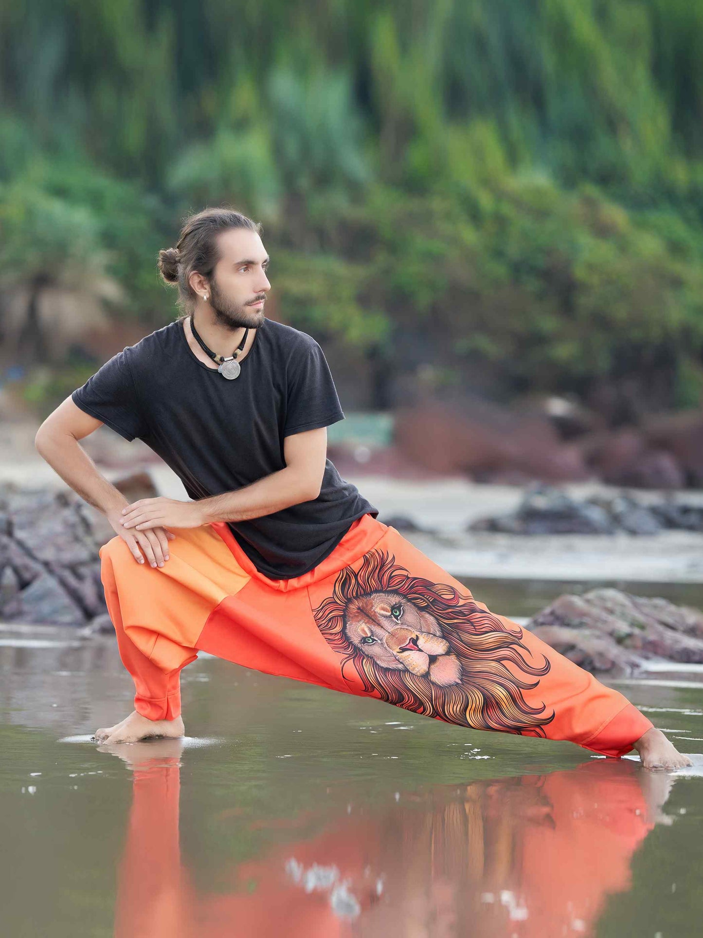 Buy Unisex Couple Hippy Lion Print Baggy Aladdin Harem Pant For Travel Yoga Dance