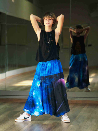 Boy's Kids Galaxy Print Alibaba Baggy Harem Pants For Dance