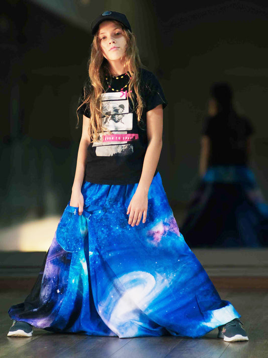 Girl's Kids Galaxy Print Alibaba Baggy Harem Pants For Dance