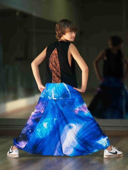 Boy's Kids Galaxy Print Alibaba Baggy Harem Pants For Dance