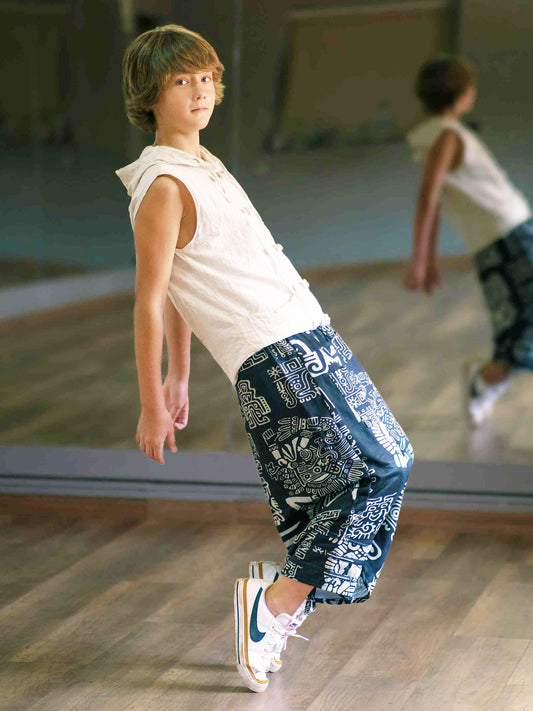 Boy's Kids Tribal Print Baggy Harem Pants For Dance