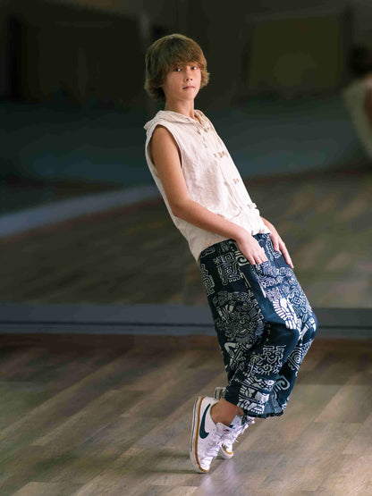 Boy's Kids Tribal Print Baggy Harem Pants For Dance