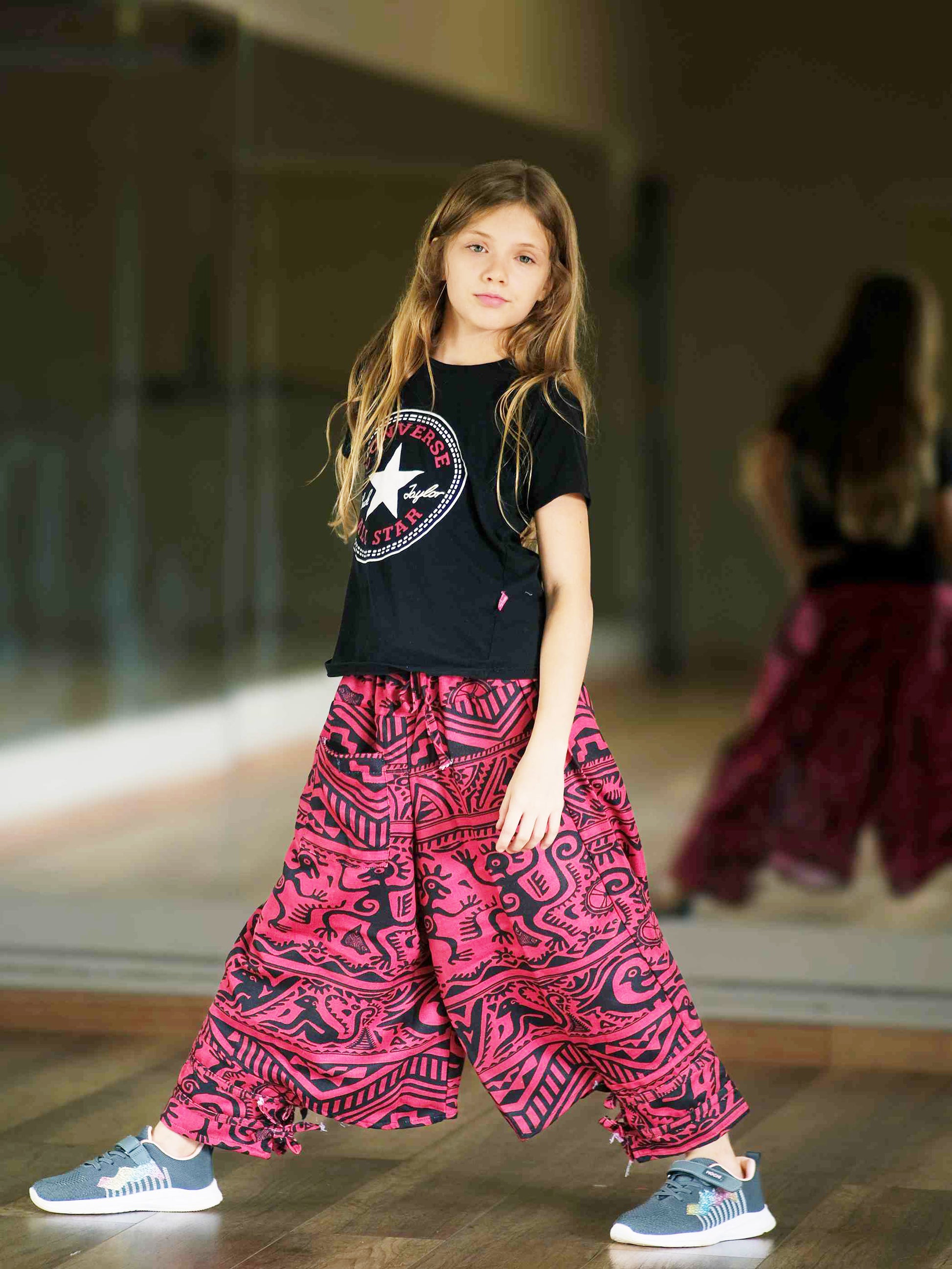 Buy Girl's Kids Red Boho Baggy Hippy Harem Pants For Dance – Enimane