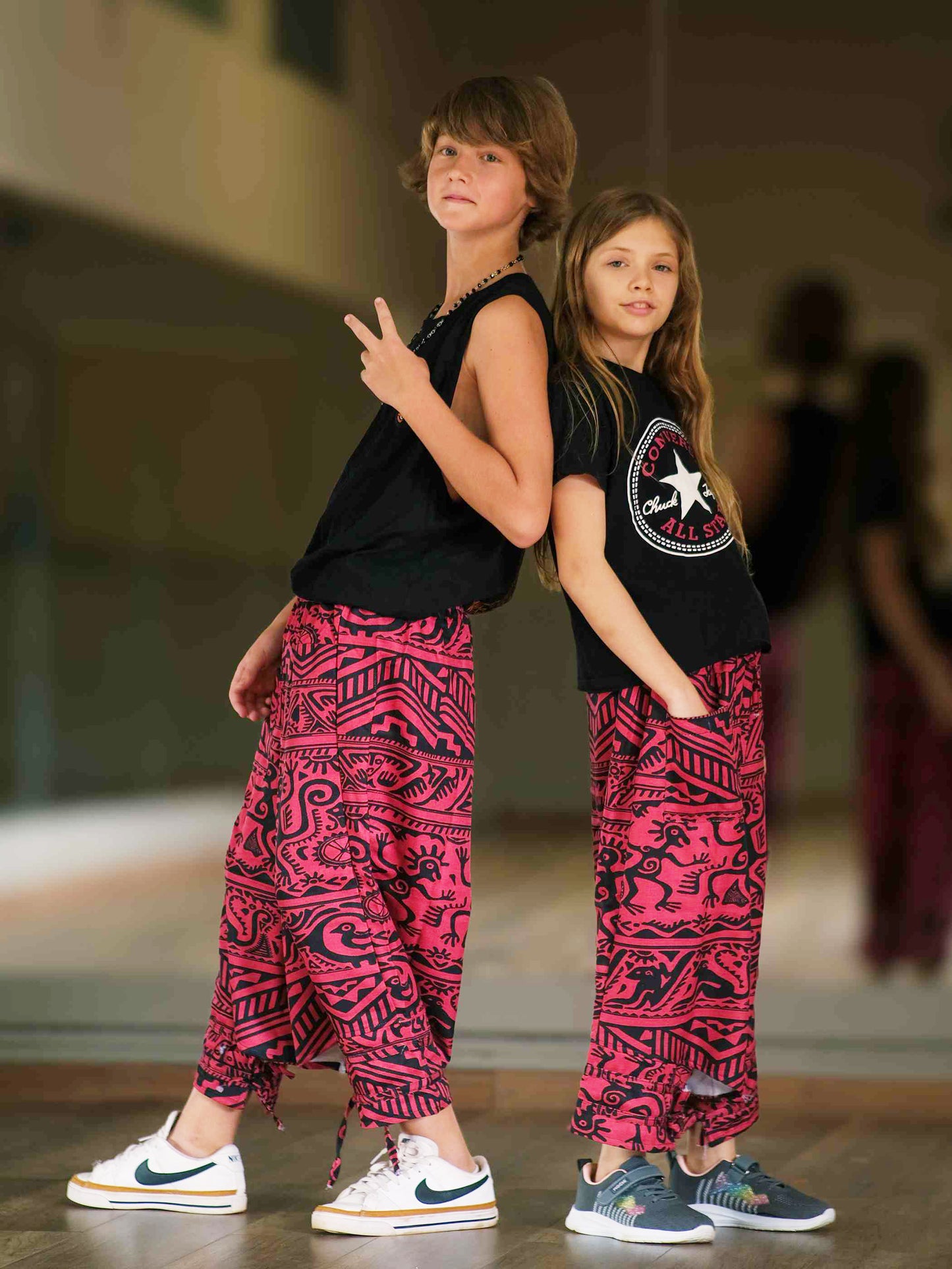Girl's Kids Red Boho Baggy Hippy Harem Pants For Dance