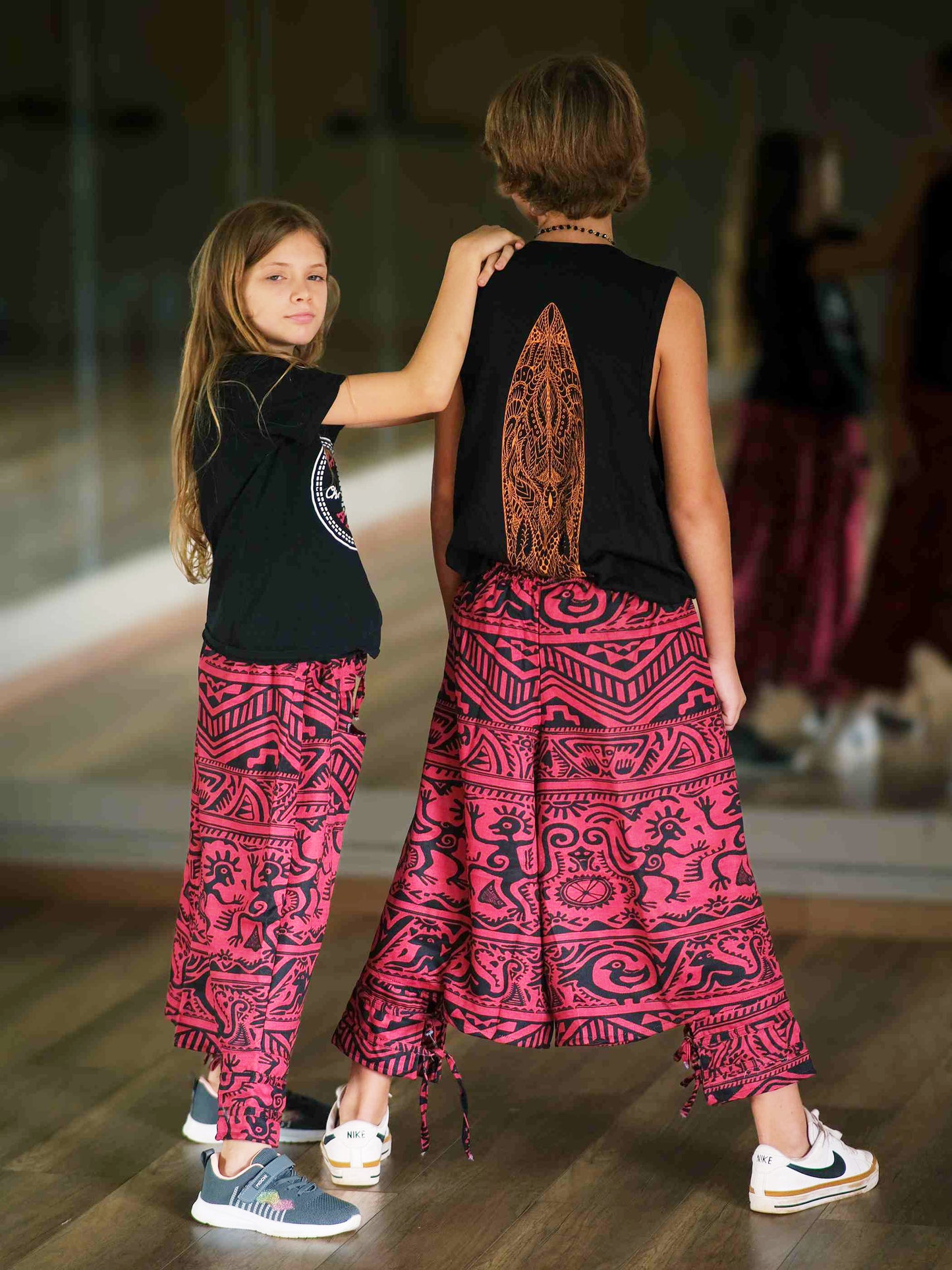 Boy's Kids Red Boho Baggy Hippy Harem Pants For Dance
