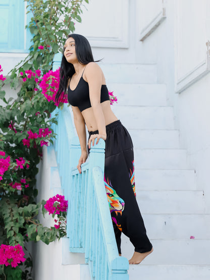 Women's Lion Print Baggy Aladdin Harem Pants For Travel Dance Yoga