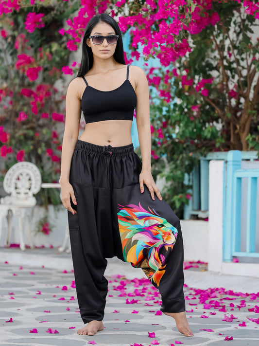 Women's Lion Print Baggy Aladdin Harem Pants For Travel Dance Yoga