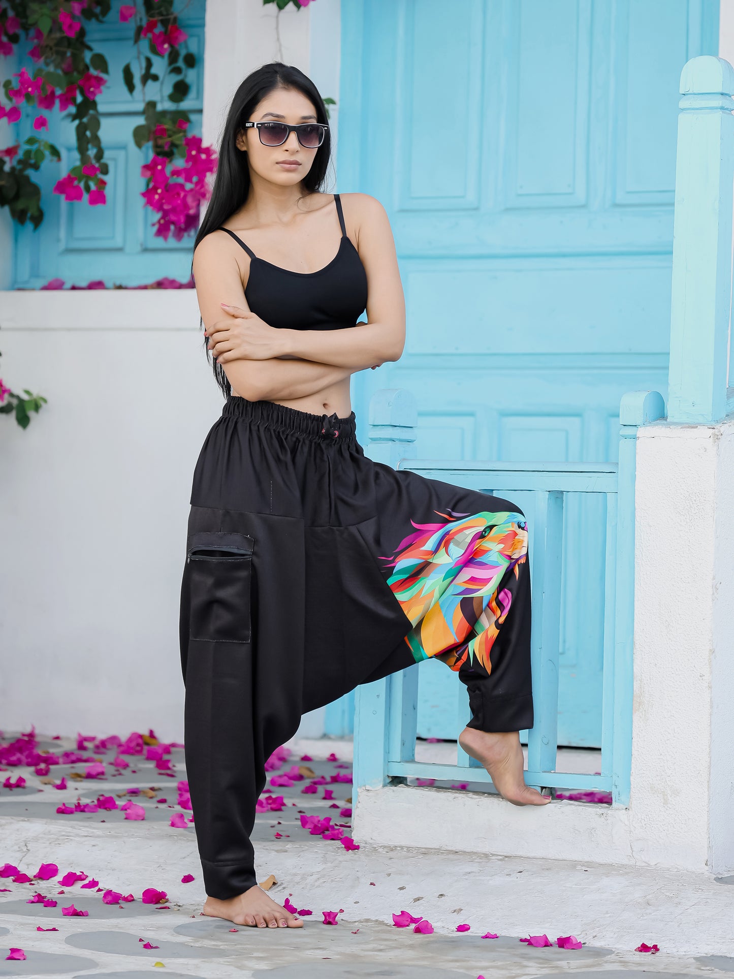 Women's Lion Print Baggy Aladdin Harem Pants For Travel Dance Yoga
