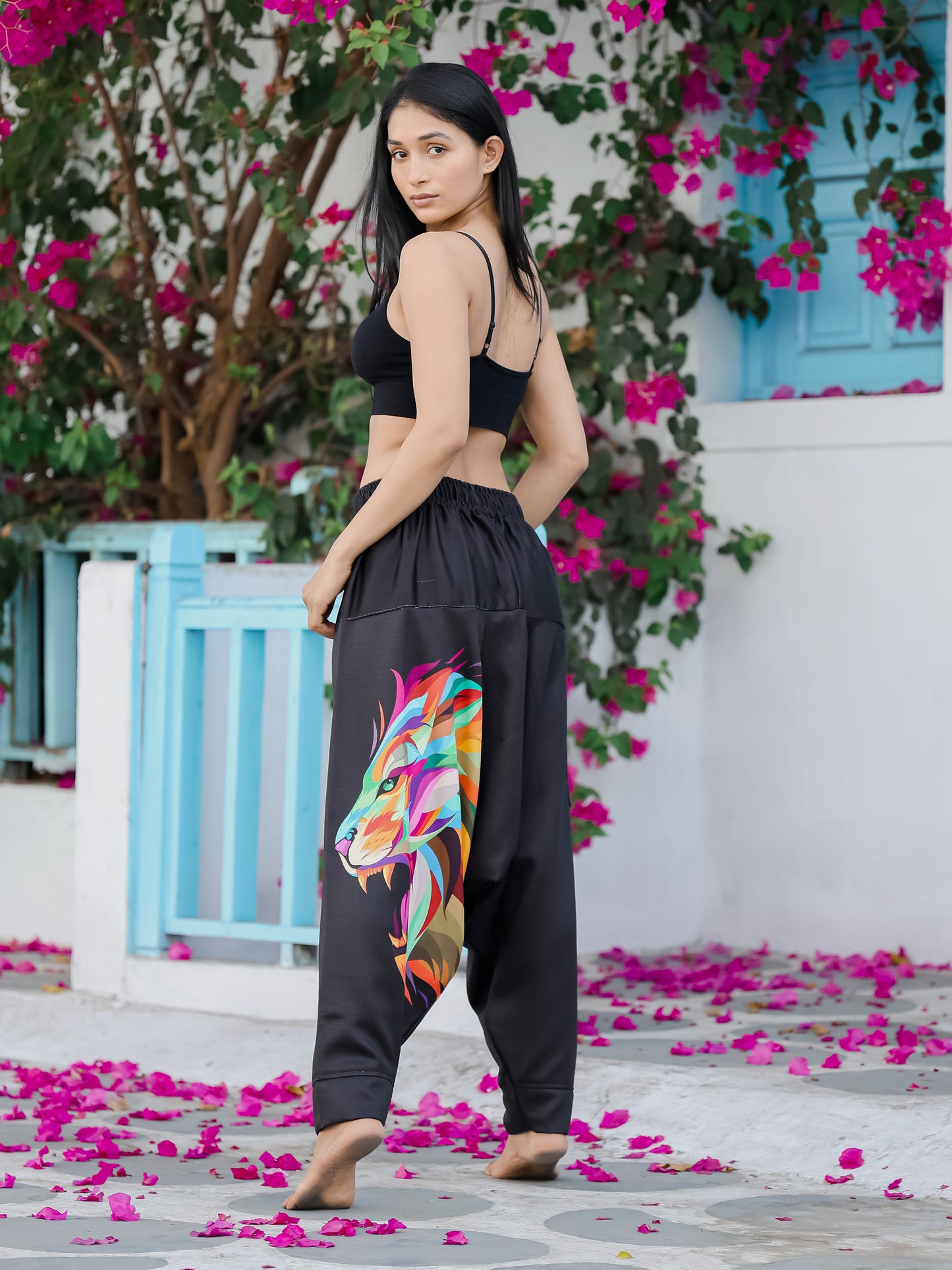 Women's Lion Print Baggy Aladdin Harem Pants For Travel Dance Yoga